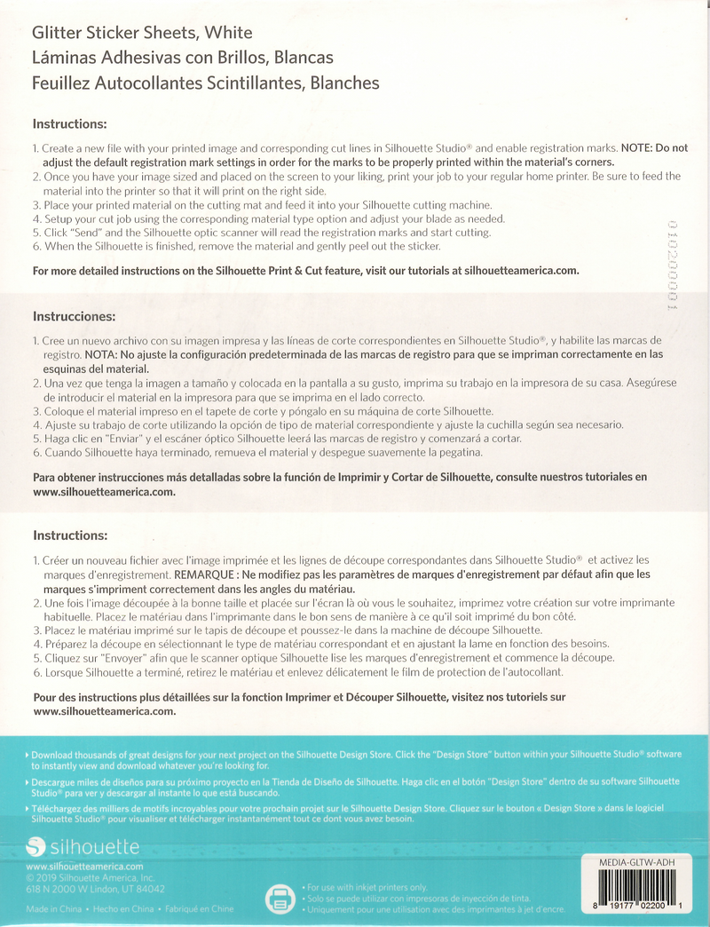 Sticker Sheets - White Glitter