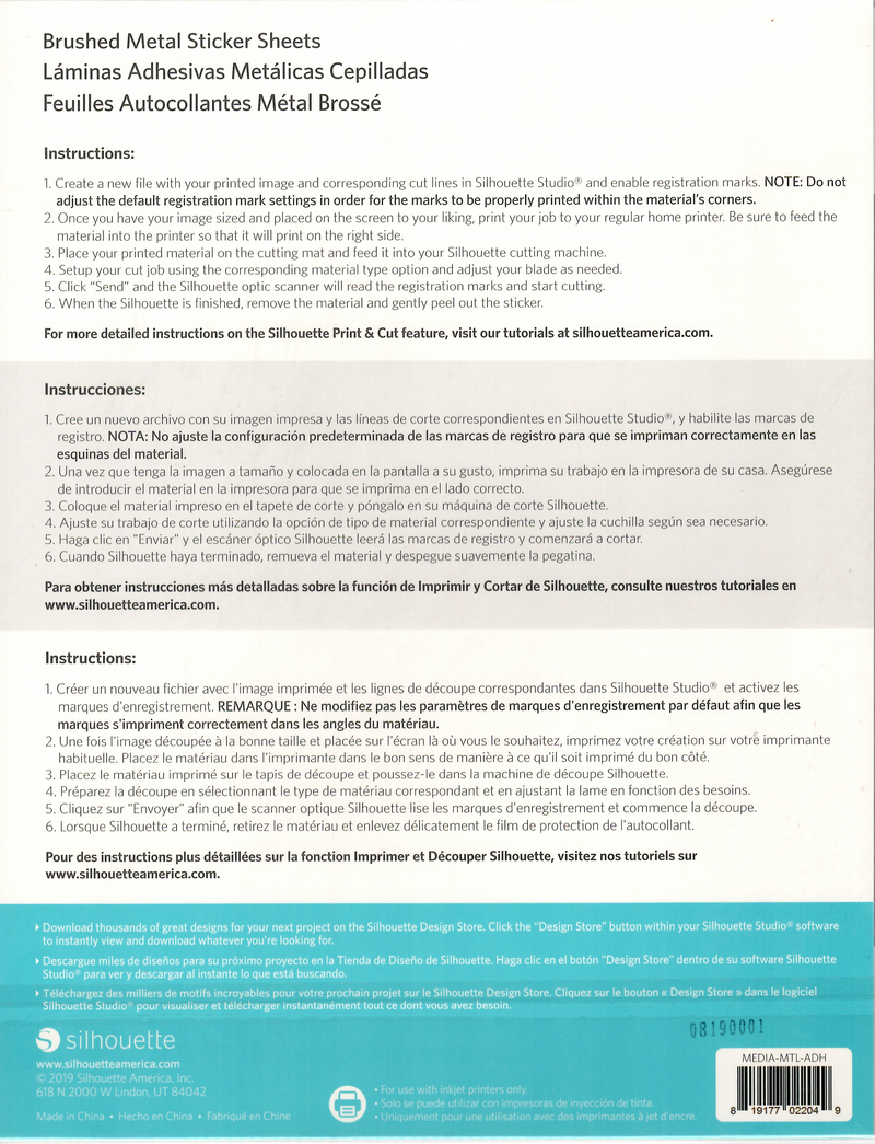 Sticker Sheets - Brushed Metallic Silver